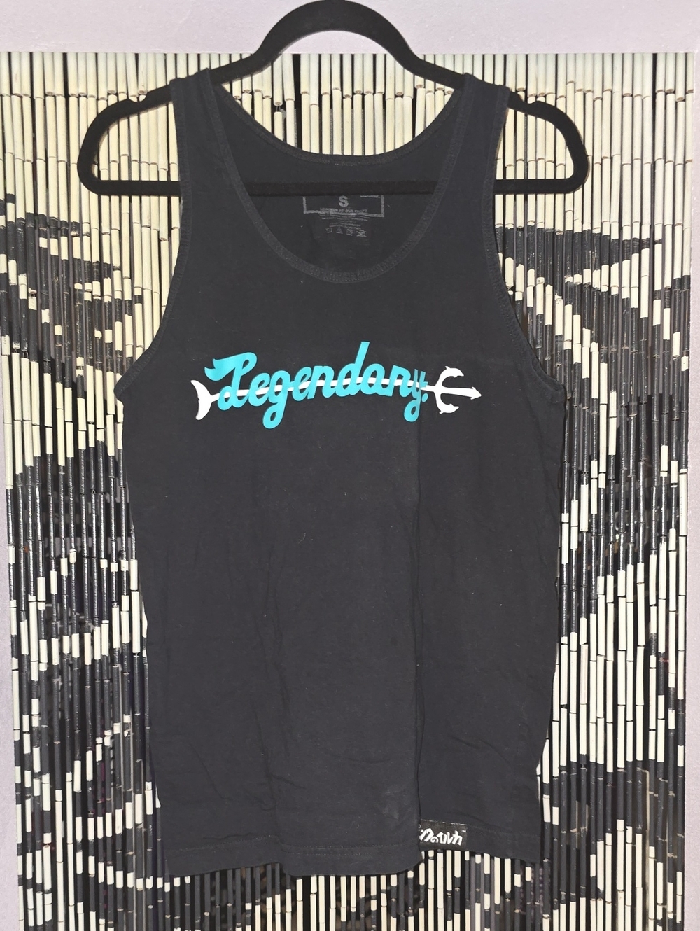 Pink Dolphin Black Tank Top with Turquoise Legendary